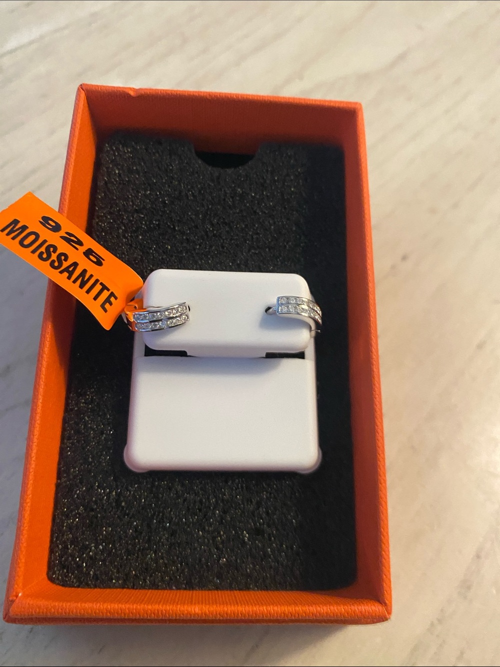 925 Moissanite Sterling Silver Huggie Hoop Earrings - Clear